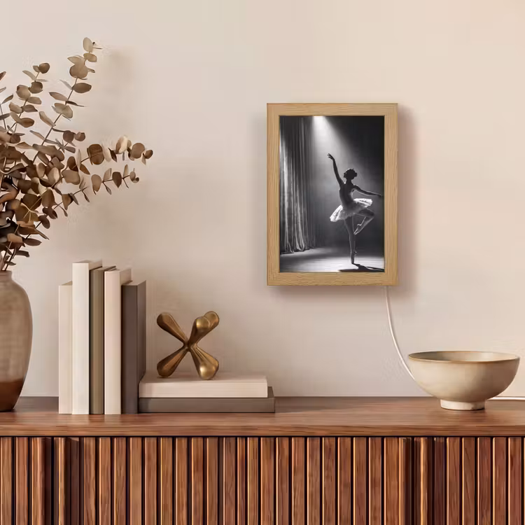 Danser - Podium - Zwart-wit - Kunst - Klassiek Light Box met kabel (Tafellamp) klein -sfeer2