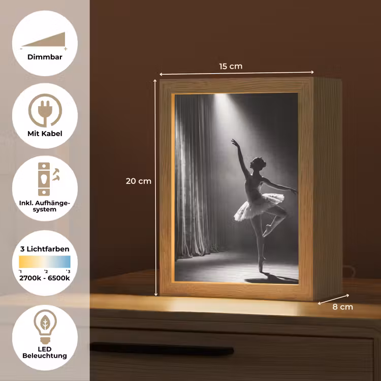 Danser - Podium - Zwart-wit - Kunst - Klassiek Light Box met kabel (Tafellamp) klein -USP_DE