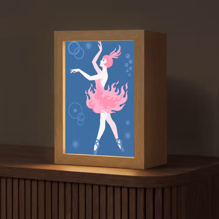 Personalisierte Lightbox - Tänzerin – Flammenrock – Abstrakt – Rosa – Blau — 1