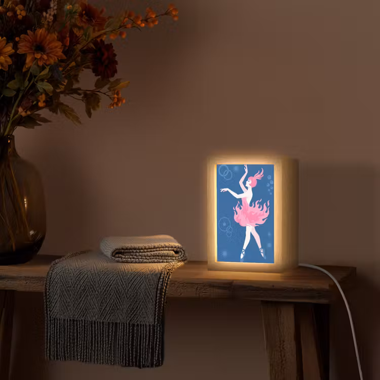 Personalisierte Lightbox - Tänzerin – Flammenrock – Abstrakt – Rosa – Blau — 3