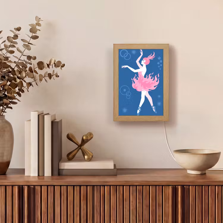 Personalisierte Lightbox - Tänzerin – Flammenrock – Abstrakt – Rosa – Blau — 4