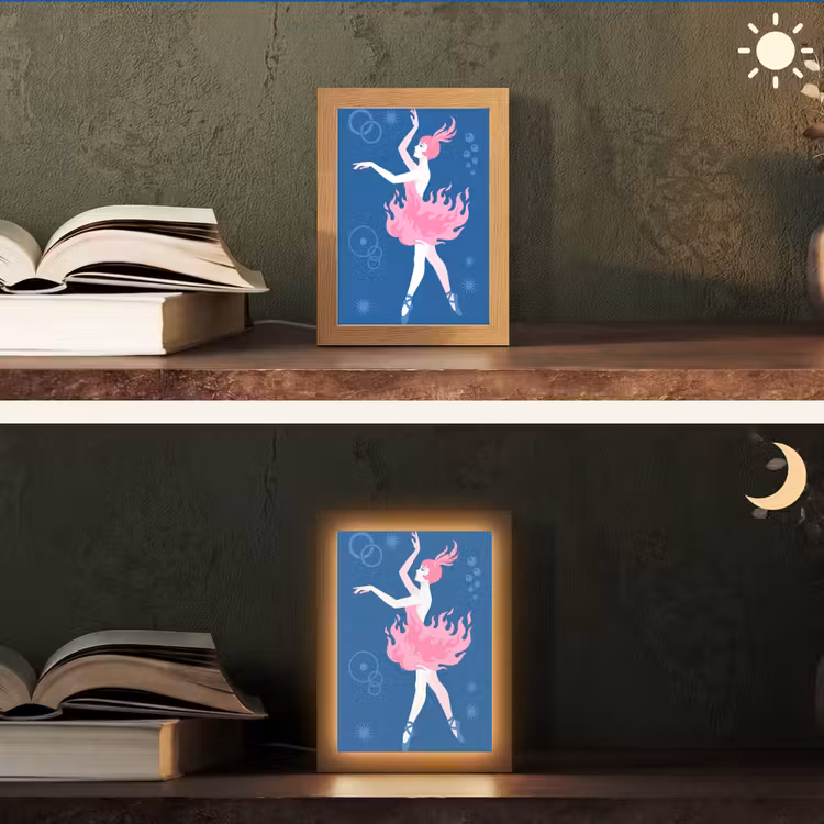 Personalisierte Lightbox - Tänzerin – Flammenrock – Abstrakt – Rosa – Blau — 5