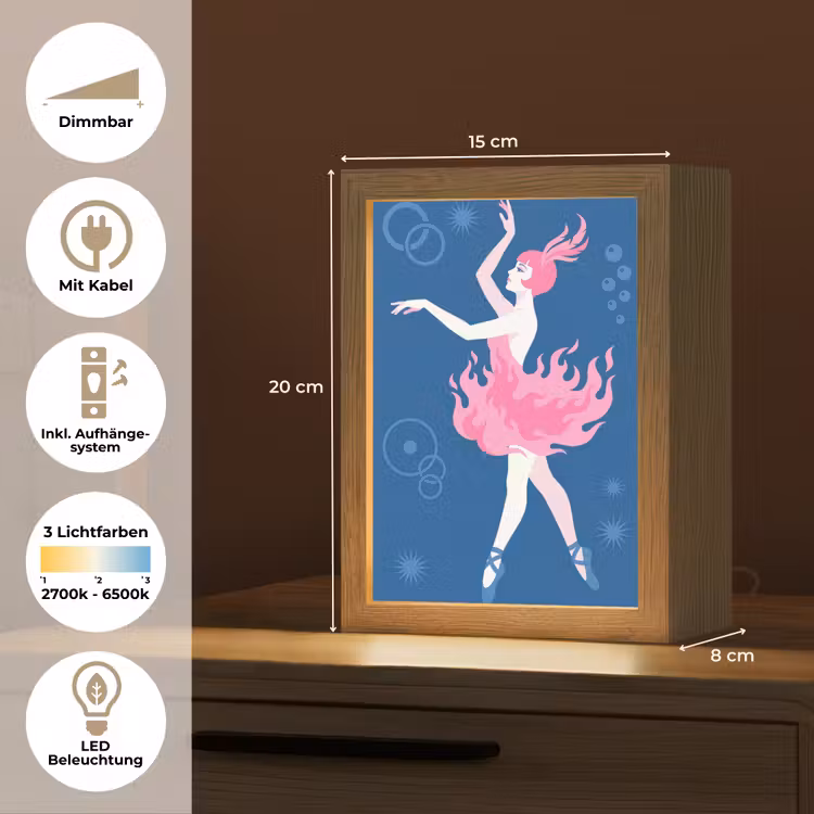 Personalisierte Lightbox - Tänzerin – Flammenrock – Abstrakt – Rosa – Blau — 6