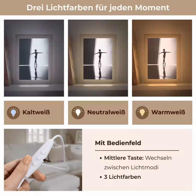Danser - Silhouette - Kunst - Modern - Zwart-wit Light Box met kabel (Tafellamp) klein -USP_lichtkleurDE