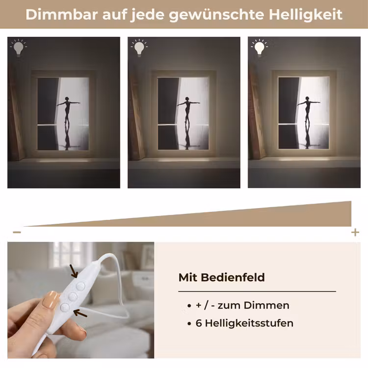 Danser - Silhouette - Kunst - Modern - Zwart-wit Light Box met kabel (Tafellamp) klein -USP_dimbaarDE