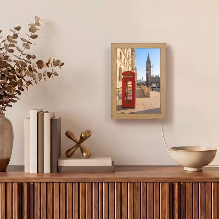 Personalisierte Lightbox - Telefonzelle – Rot – London – Stadt – Architektur - Telefooncel - Rood - Londen - Stad - Architectuur Light Box met kabel (Tafellamp) klein