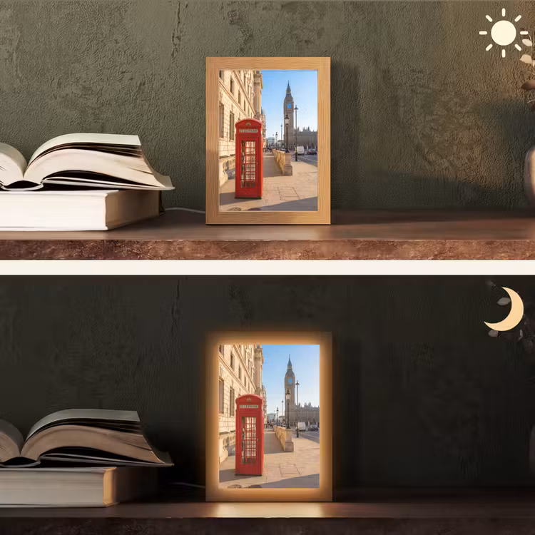 Personalisierte Lightbox - Telefonzelle – Rot – London – Stadt – Architektur - Telefooncel - Rood - Londen - Stad - Architectuur Light Box met kabel (Tafellamp) klein