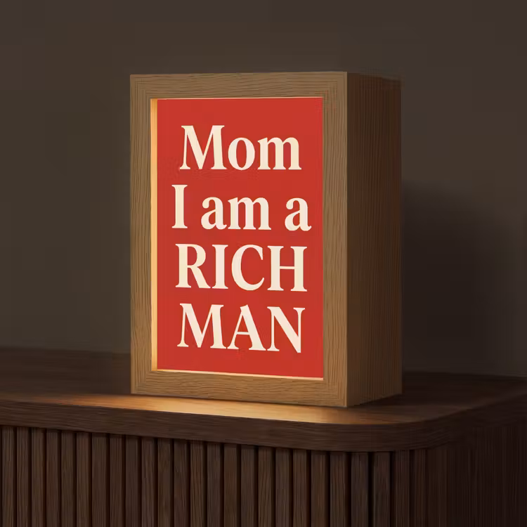 Personalisierte Lightbox - Text – Reichtum – Motivation – Rot – Modern - Tekst - Rijkdom - Motivatie - Rood - Modern Light Box met kabel (Tafellamp) klein