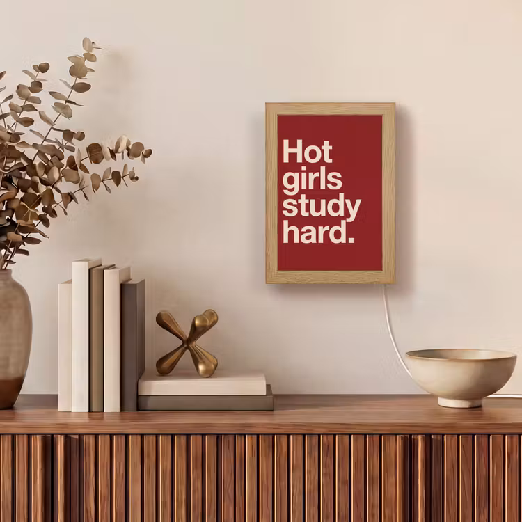 Personalisierte Lightbox - Text – Studium – Motivation – Modern – Rot - Tekst - Studie - Motivatie - Modern - Rood Light Box met kabel (Tafellamp) klein