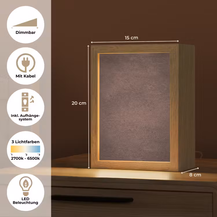Textuur - Beton - Abstract - Donker - Bruin Light Box met kabel (Tafellamp) klein -USP_DE