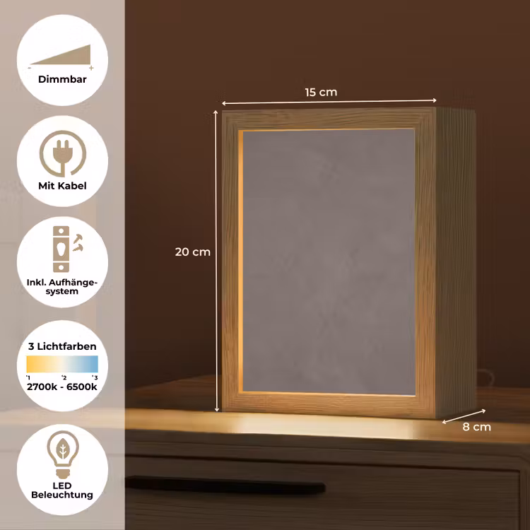Textuur - Grijs - Modern - Abstract - Oppervlak Light Box met kabel (Tafellamp) klein -USP_DE