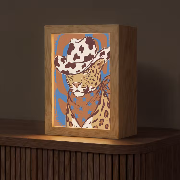 Personalisierte Lightbox - Tiere – Cowboyhut – Modern – Illustration – Braun — 1