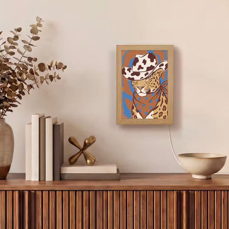 Personalisierte Lightbox - Tiere – Cowboyhut – Modern – Illustration – Braun — 4