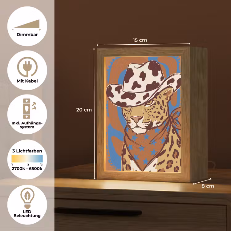 Personalisierte Lightbox - Tiere – Cowboyhut – Modern – Illustration – Braun — 6