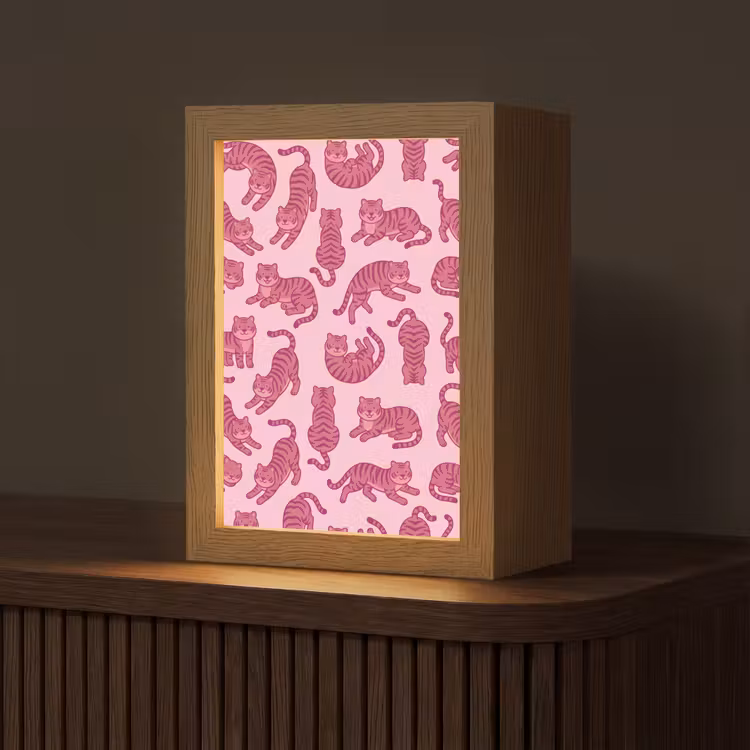 Personalisierte Lightbox - Tiere – Muster – Rosa – Verspielt – Cartoon - Dieren - Patroon - Roze - Speels - Cartoon Light Box met kabel (Tafellamp) klein