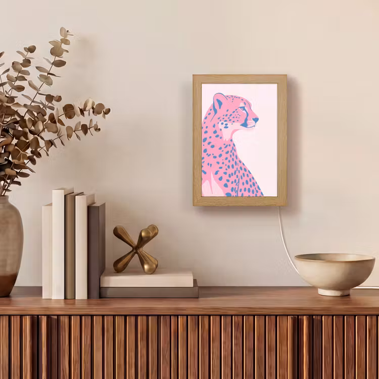 Personalisierte Lightbox - Tiere – Profil – Abstrakt – Rosa – Blau - Dieren - Profiel - Abstract - Roze - Blauw Light Box met kabel (Tafellamp) klein