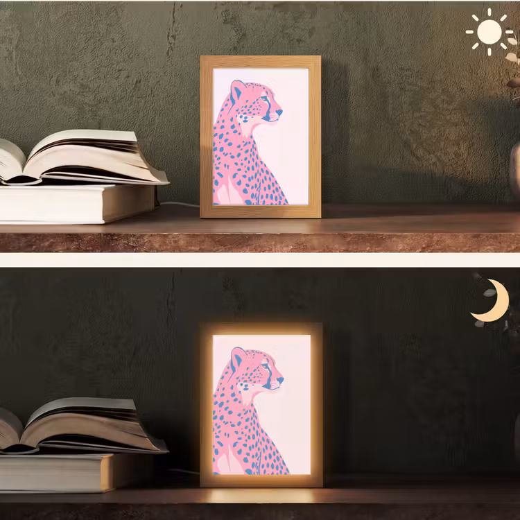 Personalisierte Lightbox - Tiere – Profil – Abstrakt – Rosa – Blau - Dieren - Profiel - Abstract - Roze - Blauw Light Box met kabel (Tafellamp) klein