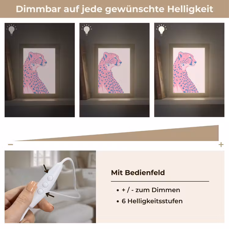 Personalisierte Lightbox - Tiere – Profil – Abstrakt – Rosa – Blau - Dieren - Profiel - Abstract - Roze - Blauw Light Box met kabel (Tafellamp) klein