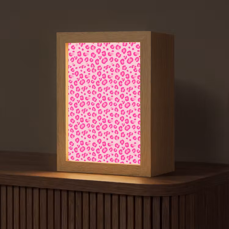 Dierenprint - Patroon - Abstract - Modern - Roze Light Box met kabel (Tafellamp) klein -z3d_website