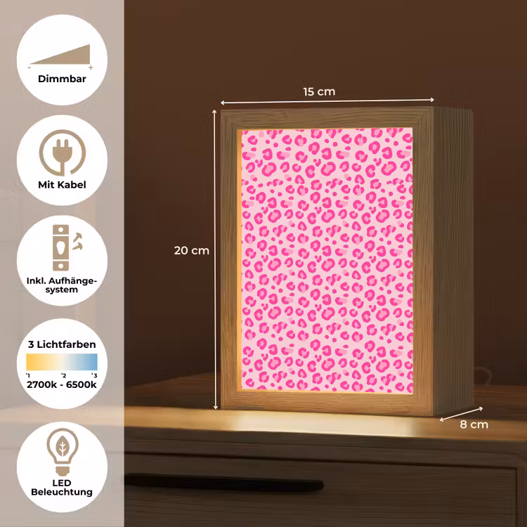 Dierenprint - Patroon - Abstract - Modern - Roze Light Box met kabel (Tafellamp) klein -USP_DE