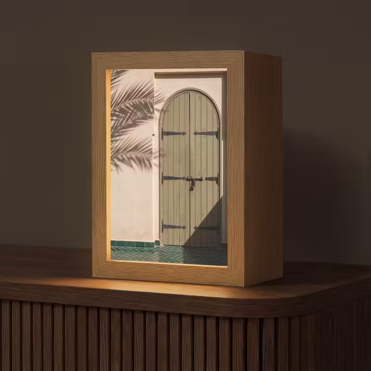 Personalisierte Lightbox - Tür – Holz – Architektur – Grün – Rustikal - Deur - Hout - Architectuur - Groen - Rustiek Light Box met kabel (Tafellamp) klein