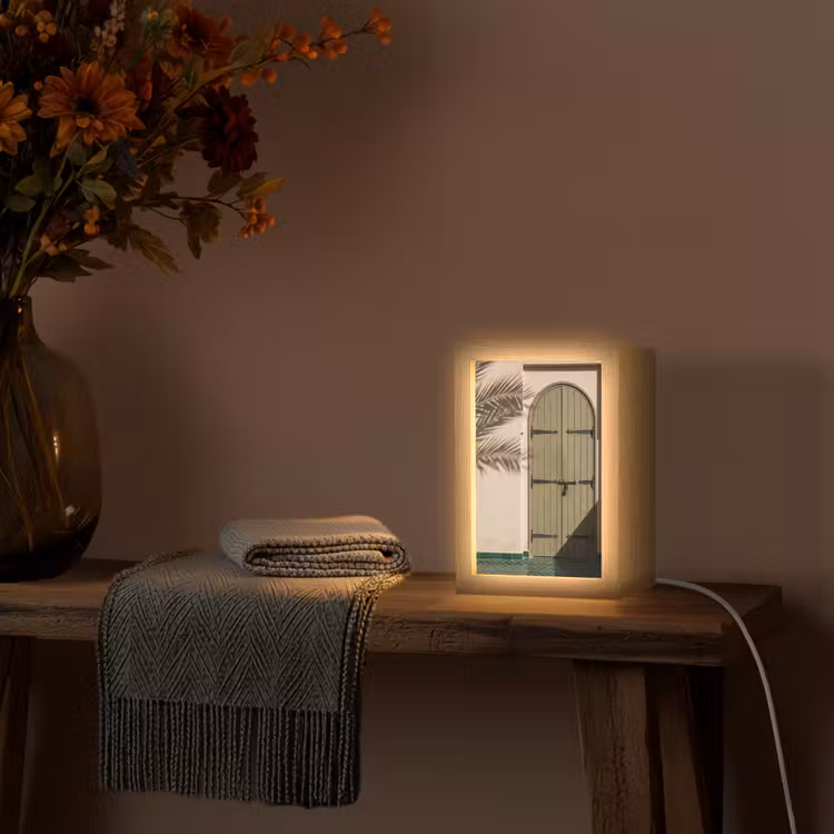 Personalisierte Lightbox - Tür – Holz – Architektur – Grün – Rustikal - Deur - Hout - Architectuur - Groen - Rustiek Light Box met kabel (Tafellamp) klein