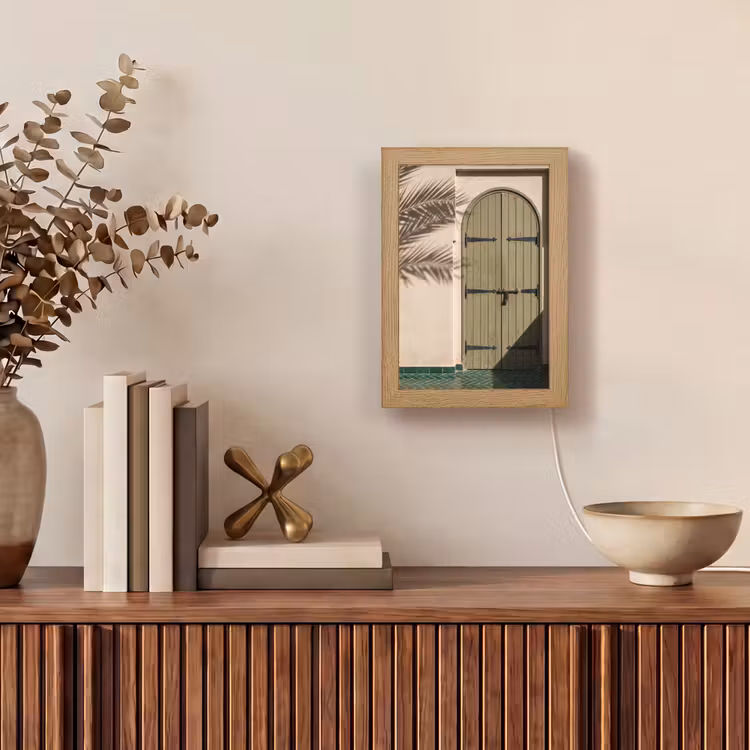 Personalisierte Lightbox - Tür – Holz – Architektur – Grün – Rustikal - Deur - Hout - Architectuur - Groen - Rustiek Light Box met kabel (Tafellamp) klein