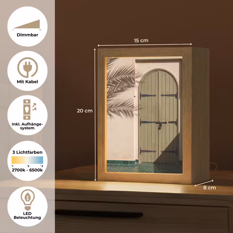 Personalisierte Lightbox - Tür – Holz – Architektur – Grün – Rustikal - Deur - Hout - Architectuur - Groen - Rustiek Light Box met kabel (Tafellamp) klein