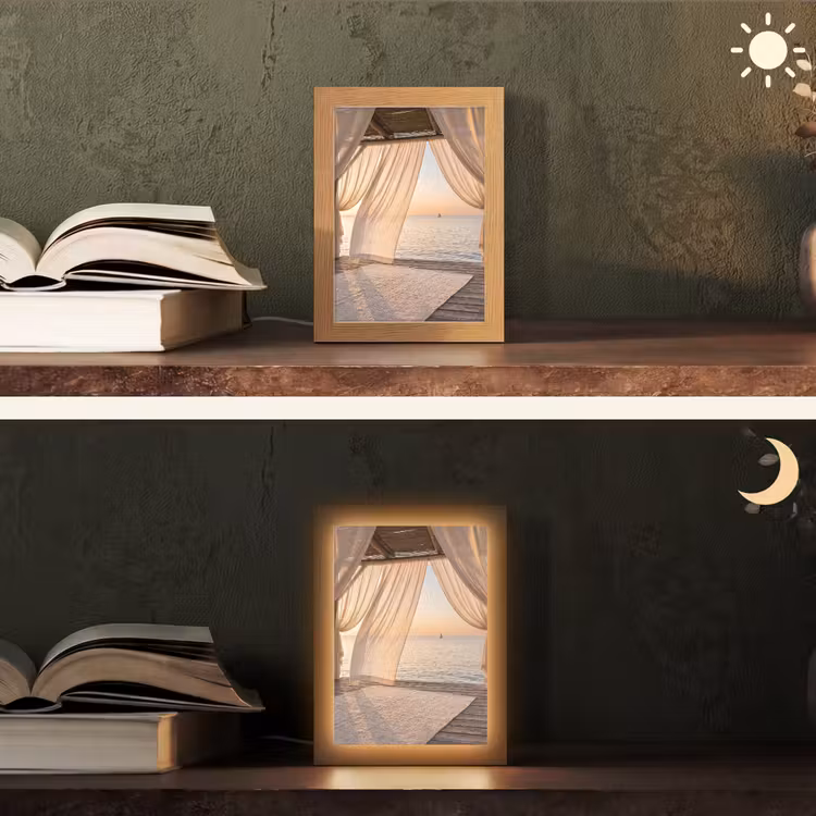 Personalisierte Lightbox - Überdachung – Meer – Sonnenuntergang – Urlaub – Ruhe - Overkapping - Zee - Zonsondergang - Vakantie - Rust Light Box met kabel (Tafellamp) klein