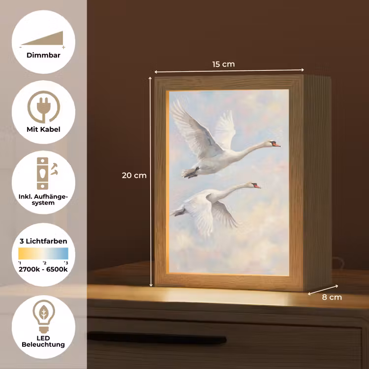 Vogel - Vliegend - Lucht - Modern - Pastel Light Box met kabel (Tafellamp) klein -USP_DE