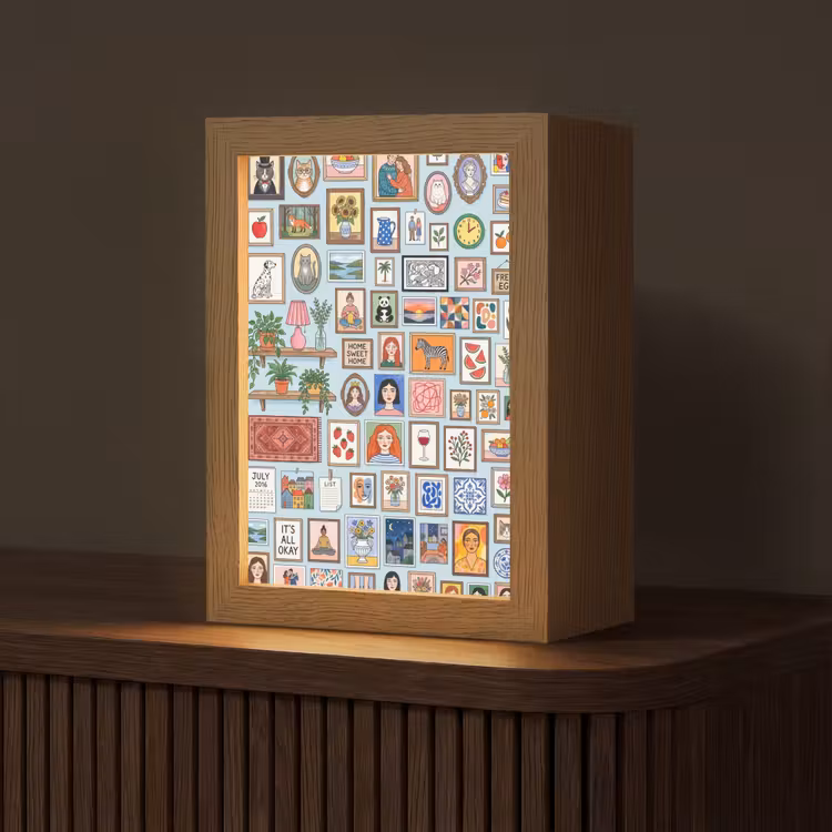 Wanddecoratie - Collectie - Huis - Illustratief - Kleurrijk Light Box met kabel (Tafellamp) klein -z3d_website