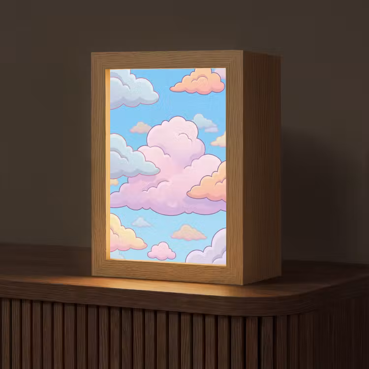 Wolk - Lucht - Natuur - Illustratie - Pastel Light Box met kabel (Tafellamp) klein -z3d_website