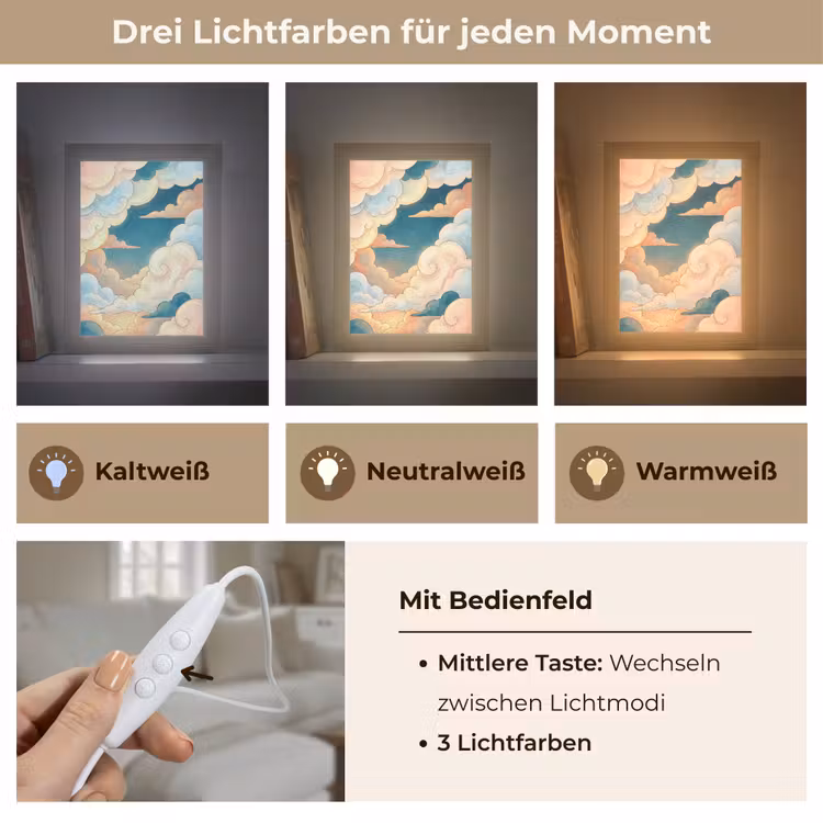 Wolk - Lucht - Natuur - Illustratief - Oranje Light Box met kabel (Tafellamp) klein -USP_lichtkleurDE