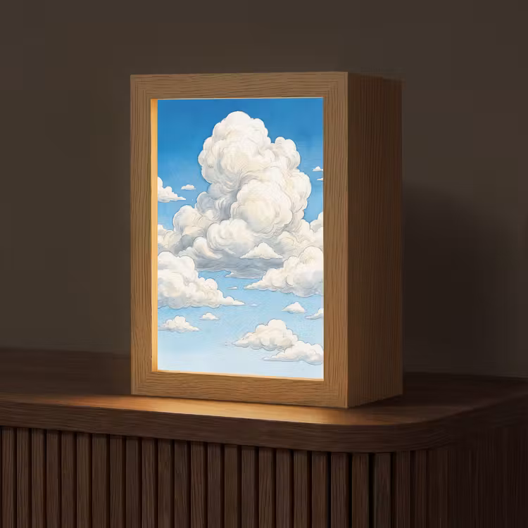 Wolken - Blauwe lucht - Natuur - Modern - Wit Light Box met kabel (Tafellamp) klein -z3d_website