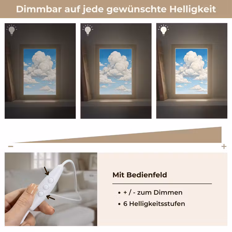 Wolken - Blauwe lucht - Natuur - Modern - Wit Light Box met kabel (Tafellamp) klein -USP_dimbaarDE