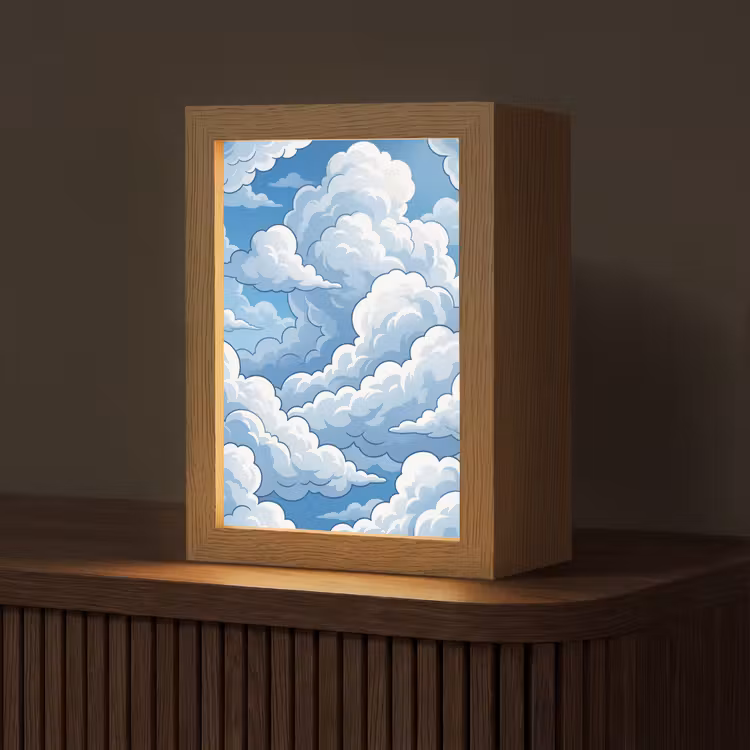 Wolken - Hemel - Abstract - Wit Light Box met kabel (Tafellamp) klein -z3d_website
