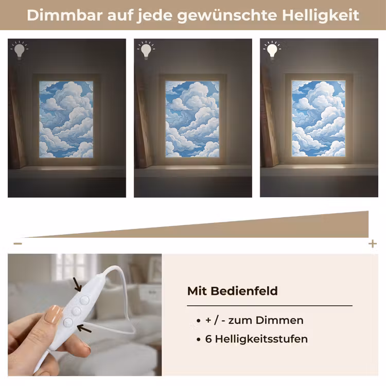 Wolken - Hemel - Abstract - Wit Light Box met kabel (Tafellamp) klein -USP_dimbaarDE