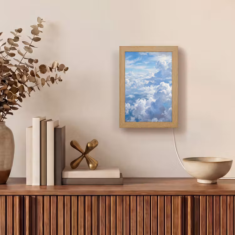 Wolken - Lucht - Natuur - Abstract - Blauw Light Box met kabel (Tafellamp) klein -sfeer2