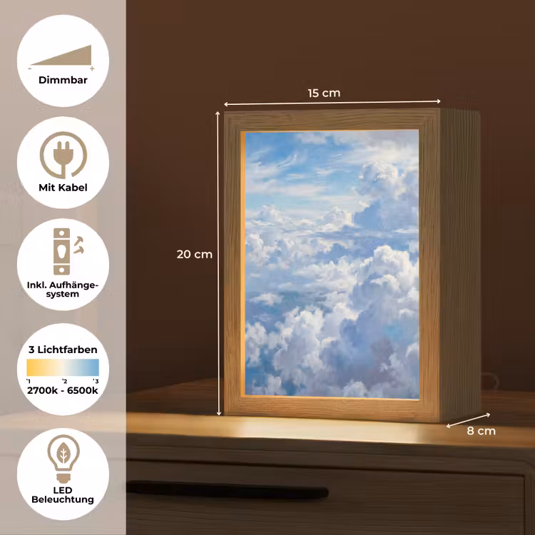 Wolken - Lucht - Natuur - Abstract - Blauw Light Box met kabel (Tafellamp) klein -USP_DE