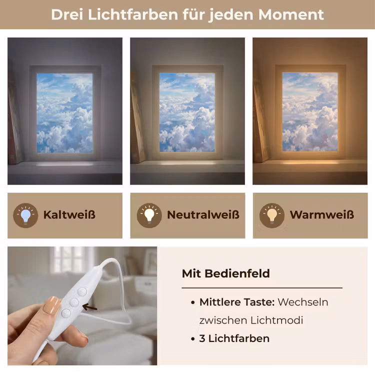 Wolken - Lucht - Natuur - Abstract - Blauw Light Box met kabel (Tafellamp) klein -USP_lichtkleurDE