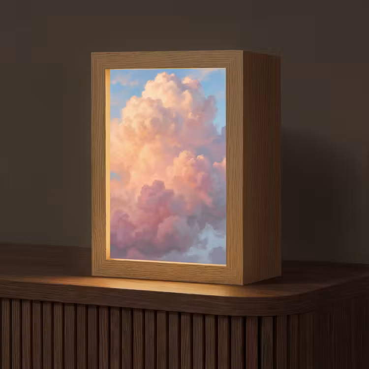 Wolken - Lucht - Natuur - Abstract - Kleurrijk Light Box met kabel (Tafellamp) klein -z3d_website