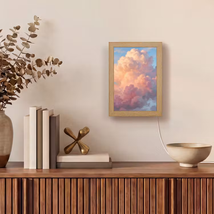 Wolken - Lucht - Natuur - Abstract - Kleurrijk Light Box met kabel (Tafellamp) klein -sfeer2