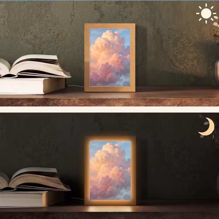 Wolken - Lucht - Natuur - Abstract - Kleurrijk Light Box met kabel (Tafellamp) klein -sfeer3