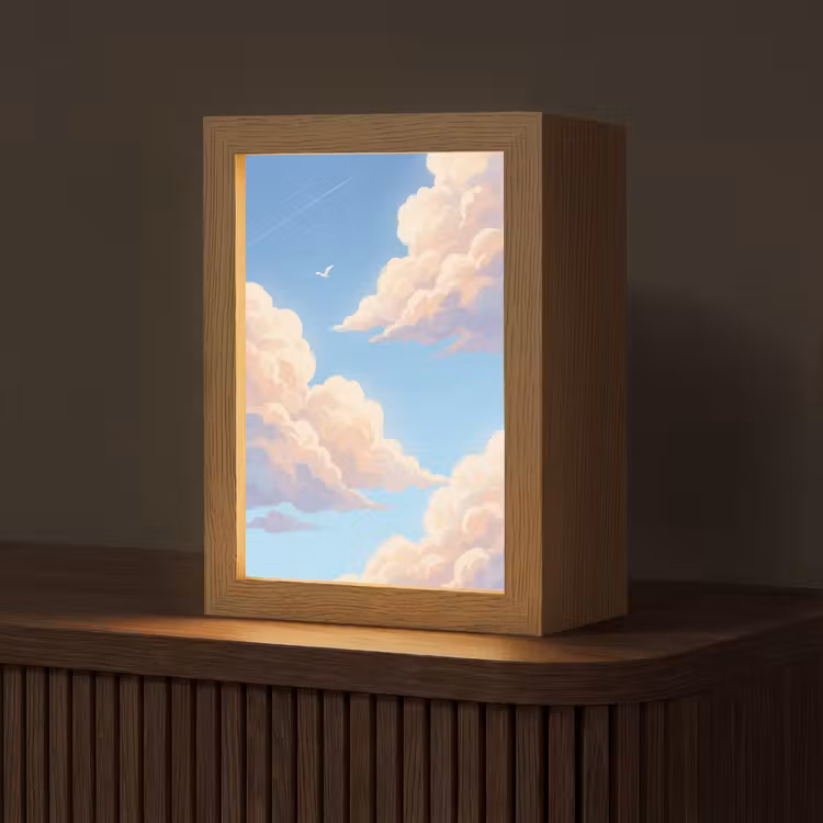 Wolken - Lucht - Natuur - Blauw Light Box met kabel (Tafellamp) klein -z3d_website