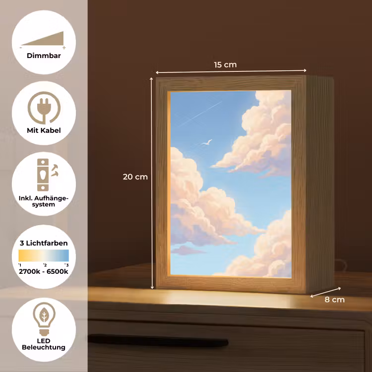 Wolken - Lucht - Natuur - Blauw Light Box met kabel (Tafellamp) klein -USP_DE