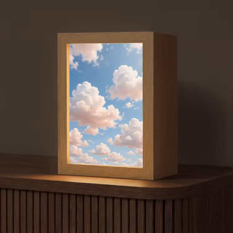 Wolken - Hemel - Natuur - Licht - Blauw Light Box met kabel (Tafellamp) klein -z3d_website
