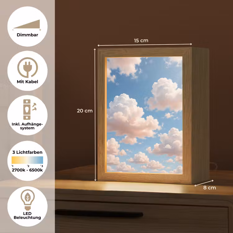 Wolken - Hemel - Natuur - Licht - Blauw Light Box met kabel (Tafellamp) klein -USP_DE