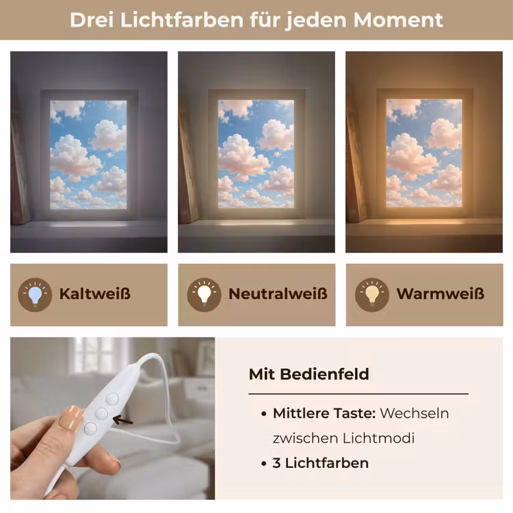 Wolken - Hemel - Natuur - Licht - Blauw Light Box met kabel (Tafellamp) klein -USP_lichtkleurDE