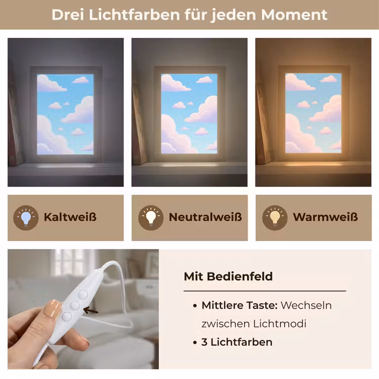 Wolken - Roze - Blauw - Natuur - Modern Light Box met kabel (Tafellamp) klein -USP_lichtkleurDE