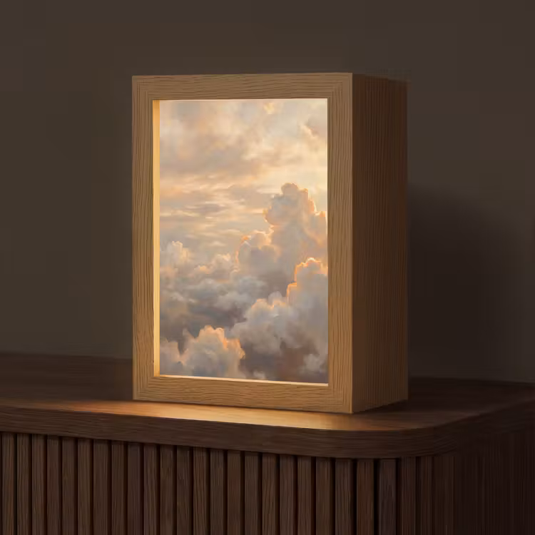 Wolken - Zonsondergang - Natuur - Abstract - Goud Light Box met kabel (Tafellamp) klein -z3d_website
